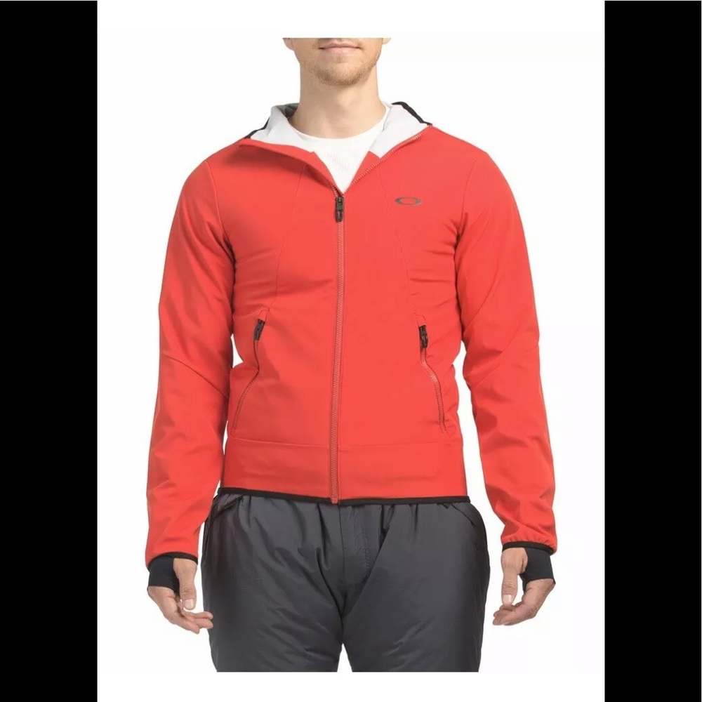 New Oakley mens red midlayer jacket softshell L XL Built In Wrist Gaiters Thumb